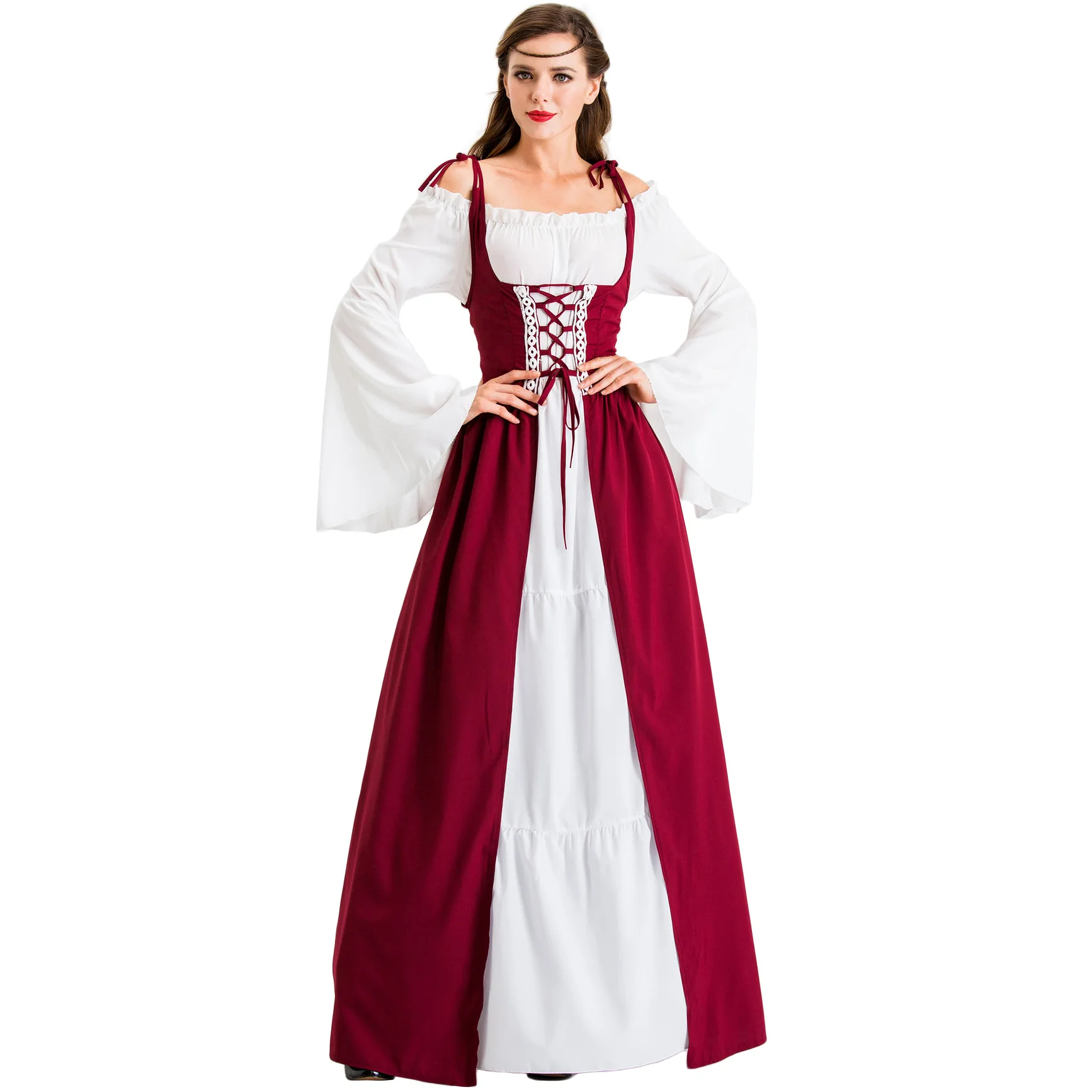 Medieval Dress for Woman Renaissance Retro Vestido Victorian Lace Up Long Dresses Halloween Carnival Party Gown Dress Plus Size