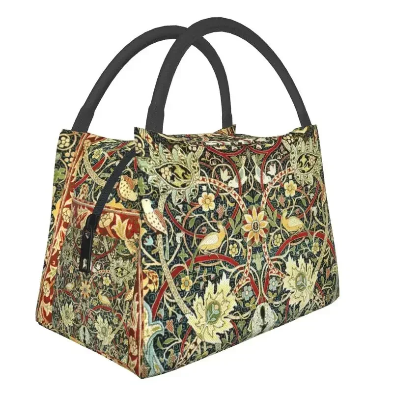 William Morris Bullerswood Antique Rug Insulated Lunch Bag for Work Office Textile Pattern Waterproof Thermal Cooler Lunch Box