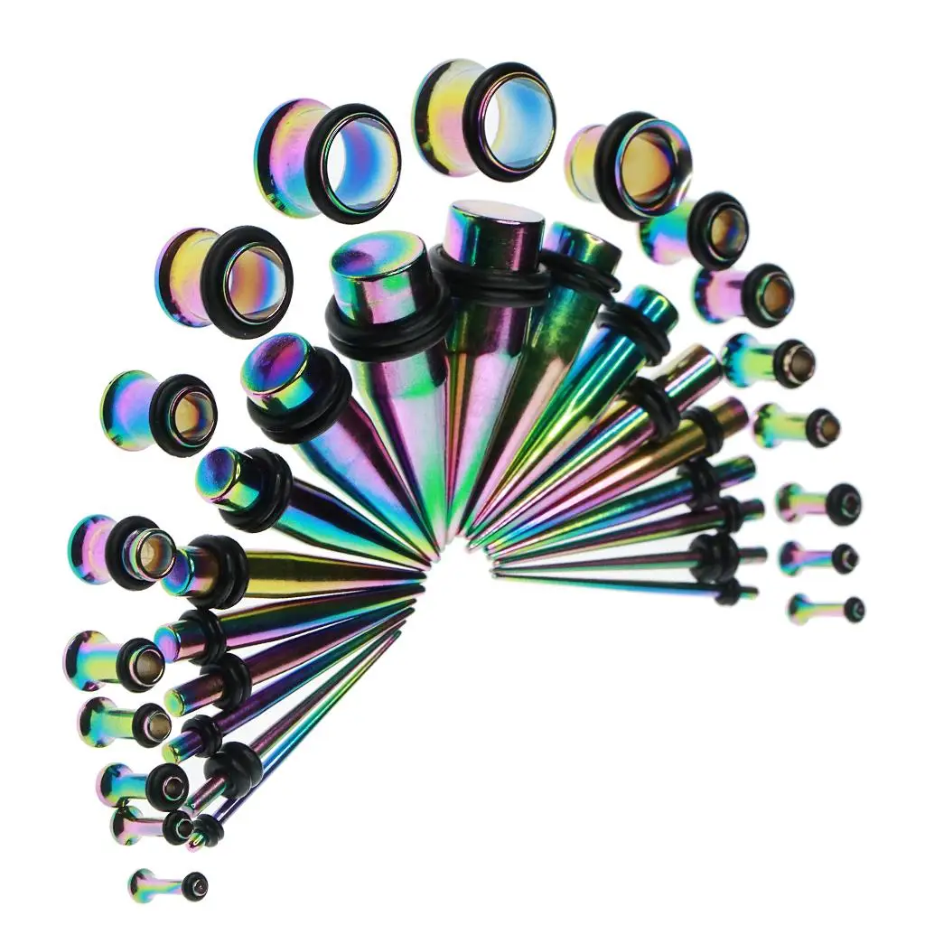 Ear Gauge Stretching Kit Stainless Steel Tapers Expanders Plugs Tunnels Jewelry for Gauged Ears Expansion
