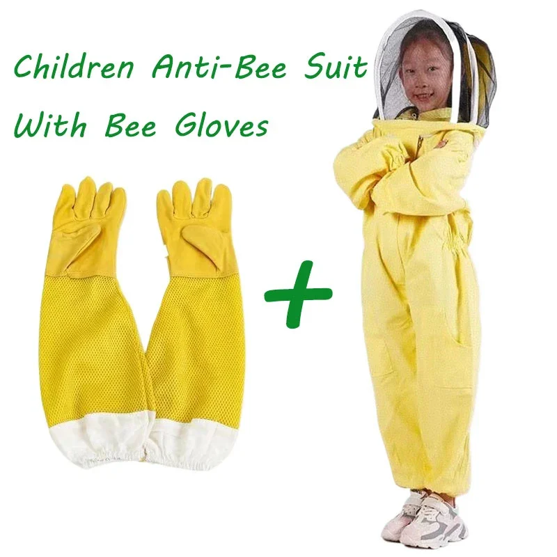 1Set tuta Anti-ape per bambini tuta traspirante per bambini apicoltura pratica abbigliamento per apicoltura per bambini attrezzatura e guanti per apicoltura