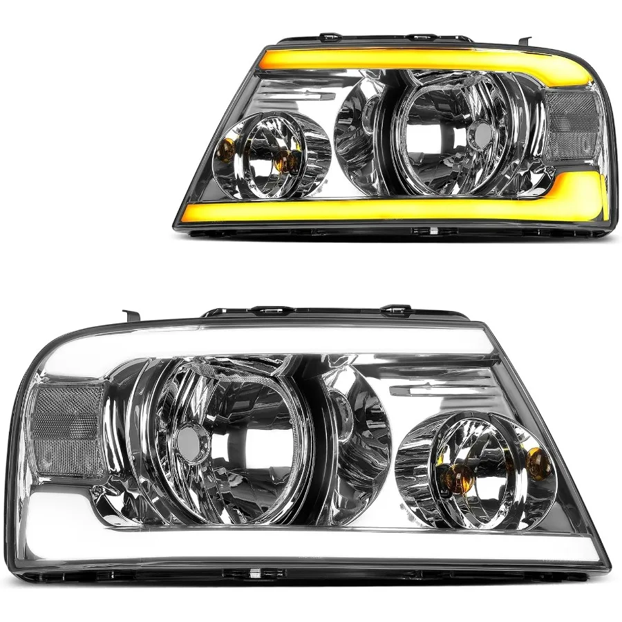 

Фара в сборе, совместимая с фарами F150 2004, 2005, 2006, 2007, 2008, со светодиодной парой для замены DRL для водителя и Passen