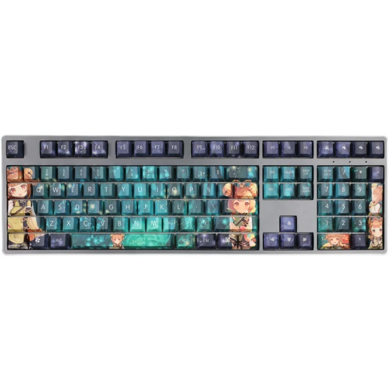 Teclas Genshin Impact Yaoyao para Gaming PBT, teclas de perfil Cherry para teclado mecánico 108/61/87, 104/108 teclas