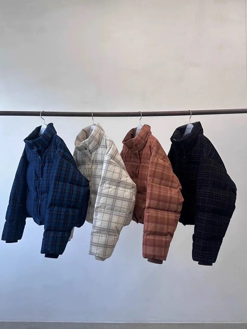 

Женская короткая куртка-пуховик ERUME из гусиного пуха, в стиле ретро, в клетку, теплая, на молнии, экологичная, с наполнителем из 200% пуха