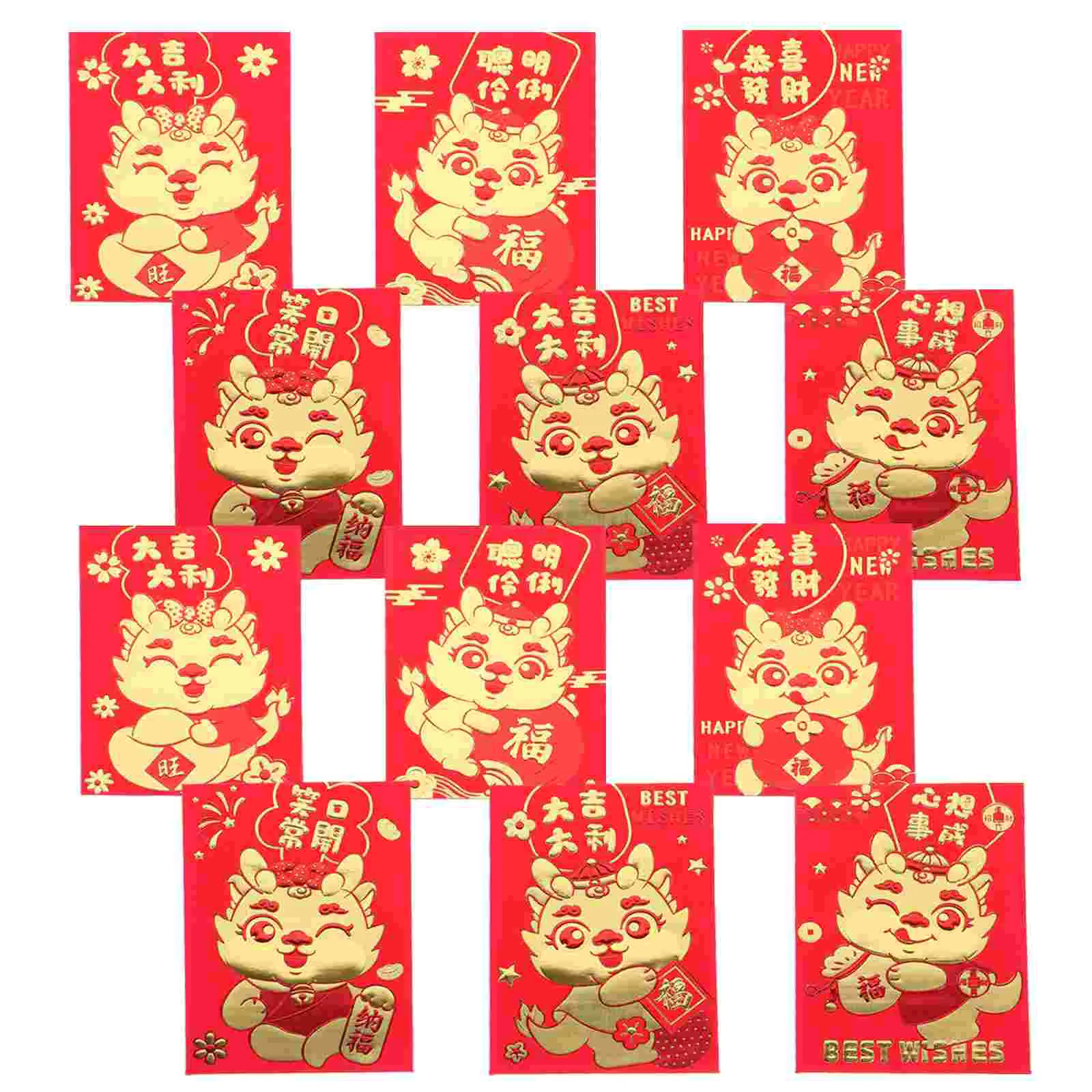 36 Pcs Envelope Bags 8x11.5cm Chinese New Year Gift Dragon Paper Packets T3312 T3316 T3320 Lucky Money Holder Creative