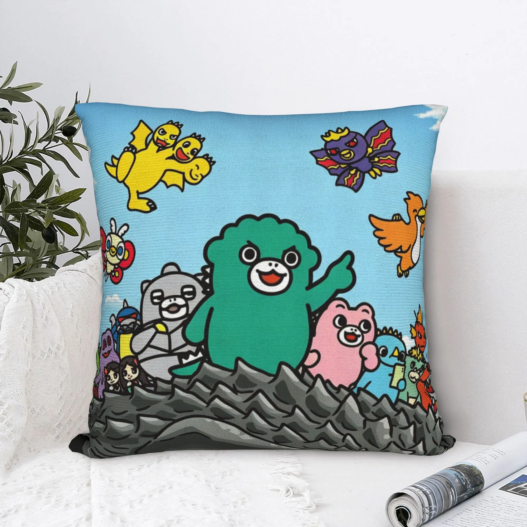 Chibi Monster Raids Again Square Pillow Case Movie Cushion Covers Awesome Polyester Decorative Pillowcase for Sofa 40*40cm