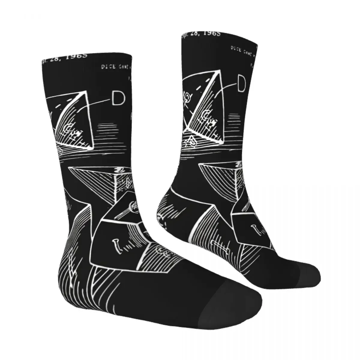 Hip Hop Retro 1963 D20 Dice Blueprint DnD Crazy Men's Socks Unisex Street Style Pattern Printed Happy Crew Sock Boys Gift