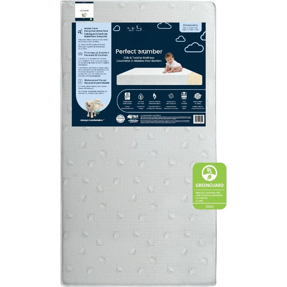 

Dual Sided Crib and Toddler Mattress - Waterproof - Hypoallergenic - Premium Sustainably Sourced Fiber Core