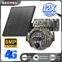 SECTEC 12X ZOOM 4K 8MP Solar Camera Dual lens 4G 360° View Camouflage Color Outdoor Hunting Camera 7800mAh Battery Ubox app