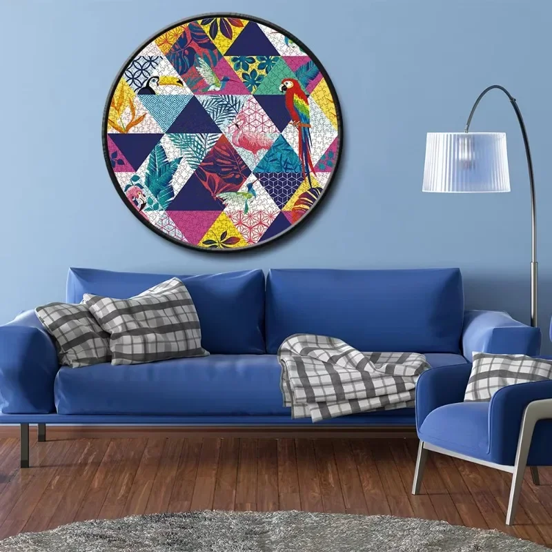 MaxRenard 1000-teiliges Puzzle für Erwachsene, Vögel, rundes Tier, kreisförmig, Heimwanddekoration, Lernspielzeug, Geschenk für Familienspiele