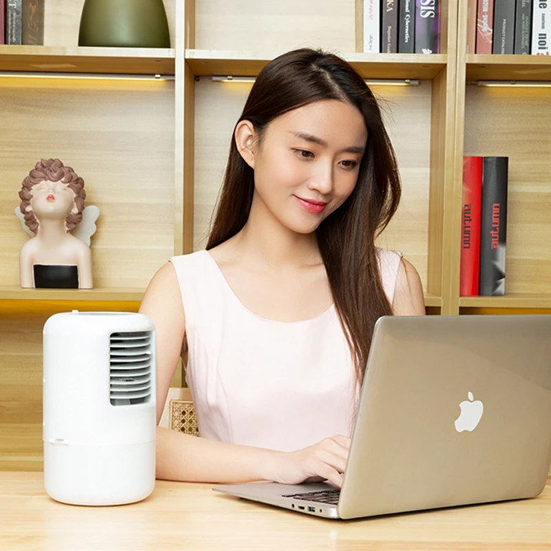 Máy Tính Để Bàn Mini Nước Làm Mát Quạt Phun Sương Làm Mát Nhỏ Điều Hòa Thời Gian Tắt Tiếng LED Nước Làm Mát Đèn Ngủ 20W