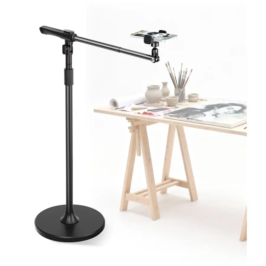 

Напольная подставка, крепление для телефона с выдвижным горизонтальным кронштейном и пультом ДУ, поворотный на 360° удлинительный кронштейн, регулируемый штатив-трипод