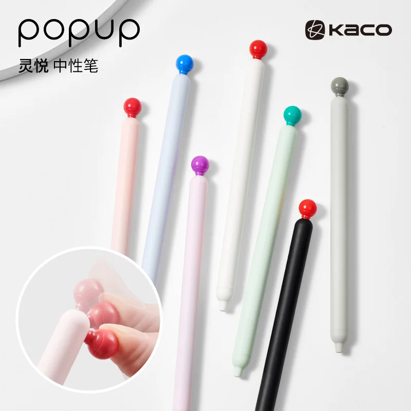 KACO Lingyue POPUP Cute Neutral Pen 7Colors boligrafo gel Qucik Dry 0.5mm Black Refills pens for girls kawaii stationery stylos