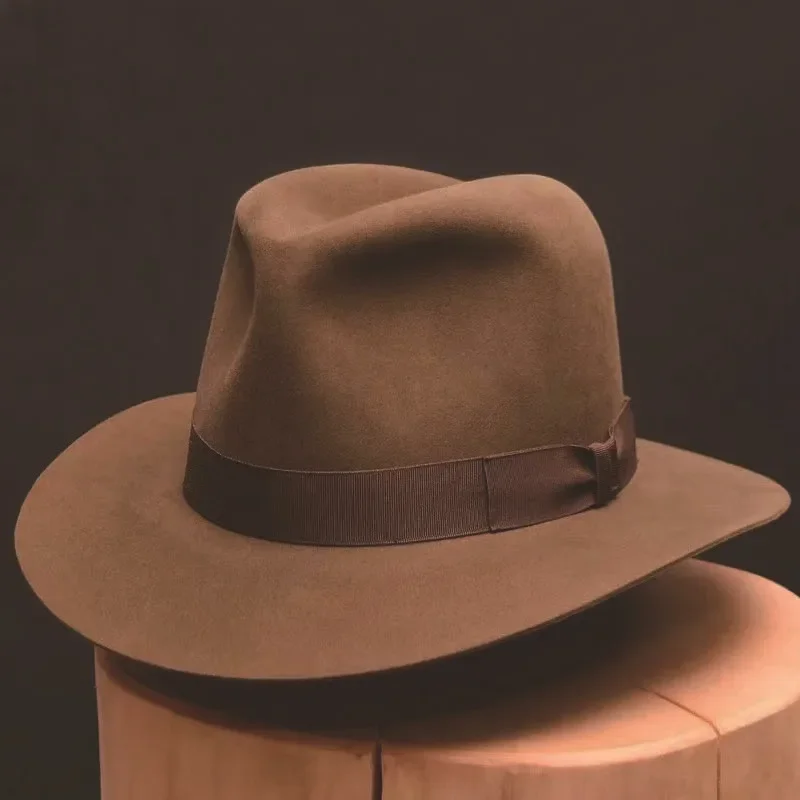 Men's and Women's Fashion Casual Western Cowboy Hat Bow Decorative Wool Top Hat Indian Hat Hot Selling Travel Holiday Sun Caps