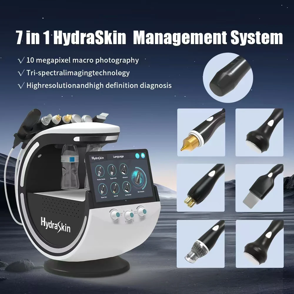 

7 in 1 Professional Hydrofacial Diamond Microdermabrasion Ultrasound Face Cleaning Aqua Peeling Facial Analizador Facial Device