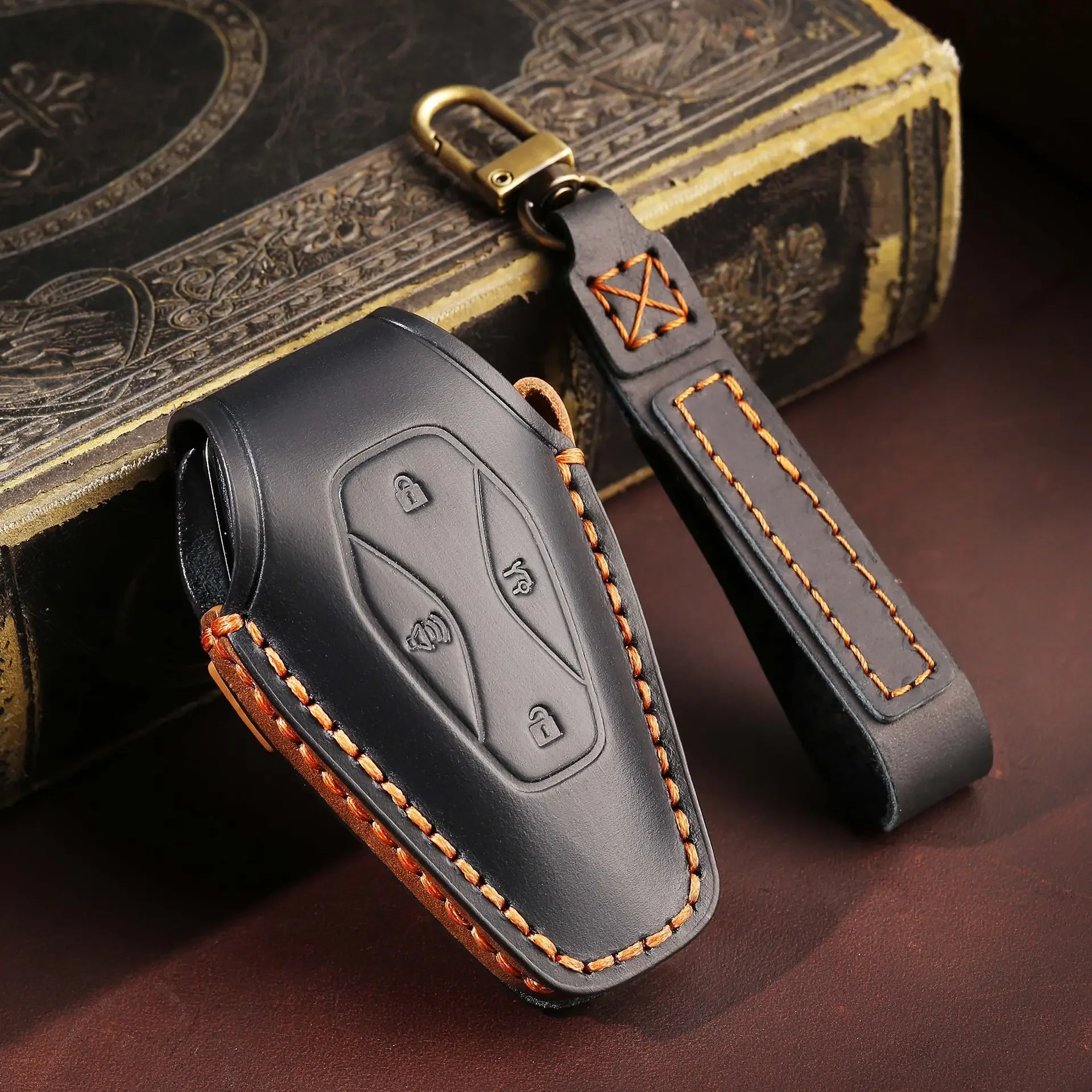 

Leather Car Key Cover Keychain Holder Case Protector for ARCFOX Alpha S Alpha T ΑS ΑT GT ECF ARCFOX-7 Remote Shell Accessories