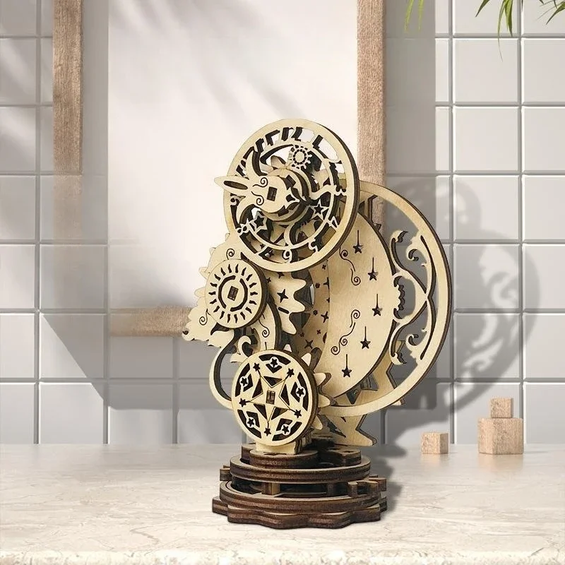 Puzzle mécanique en bois 3D pour enfants et adultes, modèle d'horloge punk, jouet d'assemblage fait à la main, kits de construction de modèles de puzzle, cadeau de bricolage, décor