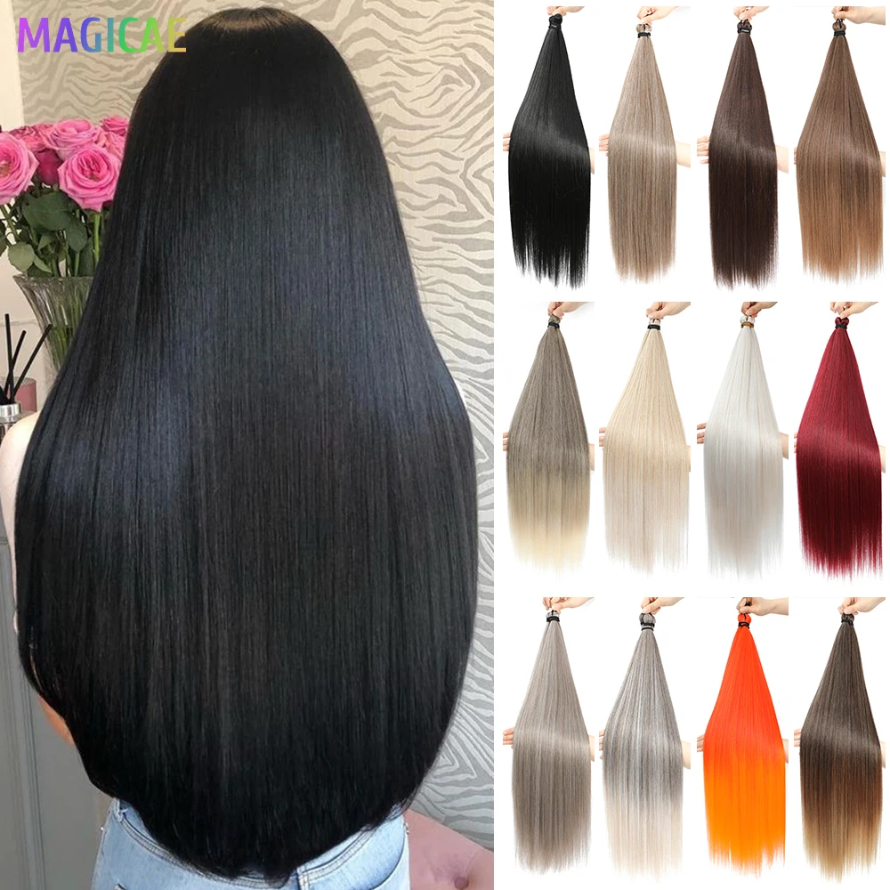 

Straight Braiding Hair Extensions 28 inch 300g Brown Grey Blonde Purple Synthetic Crochet Braids Hair For Women Fake Hairs
