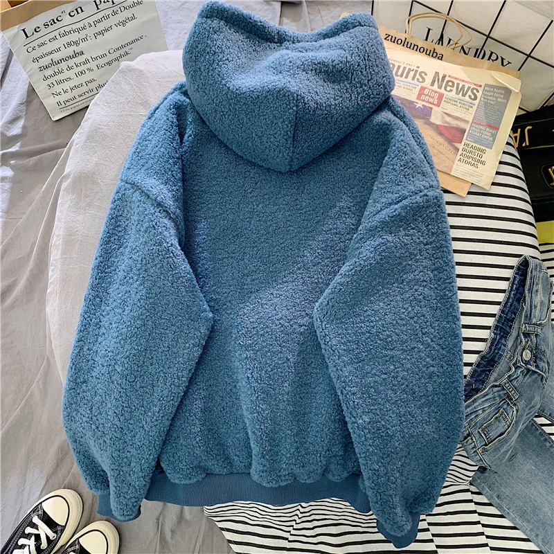 Moletom de cashmere de veludo feminino, moletom damasco, tops casuais, pulôver quente, roupa grossa, solta, seja divertido, novo, outono, inverno