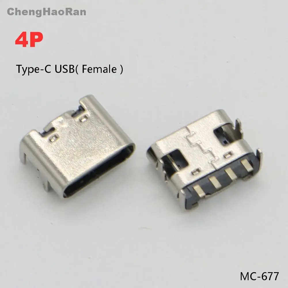 10pcs 50pcs 4P Type C USB Connector Female Port Jack Tail Plug Socket Electric Terminals 4Pin DIP For PCB Board Power