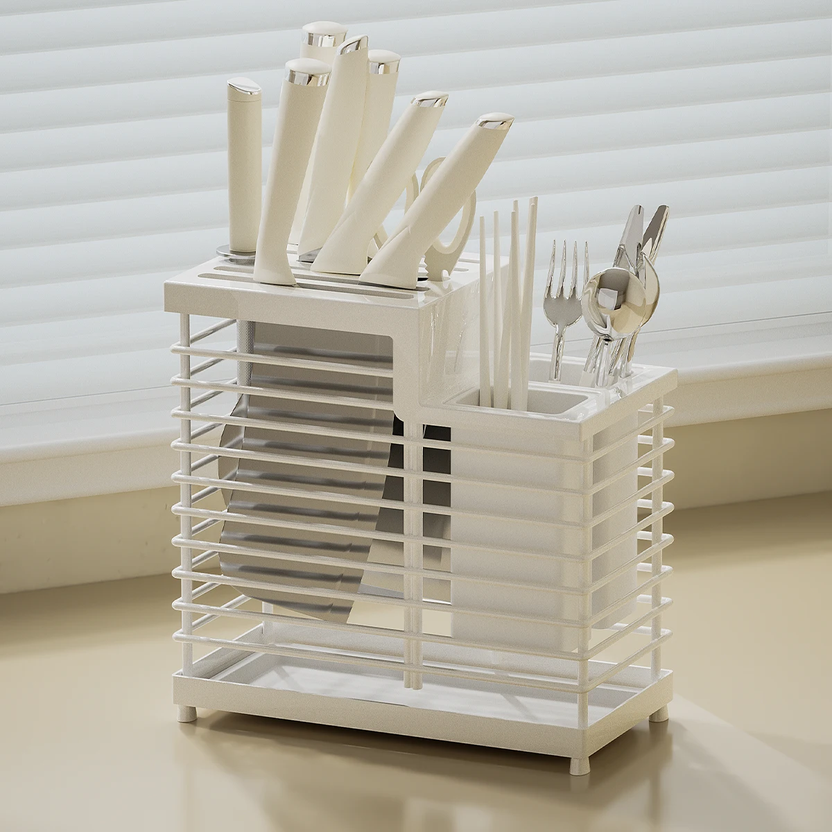 WMMO Multifunctional Combination Knife Holder, Stainless Steel, Rustproof and Moisture-proof, Kitchen Tools Storage Rack