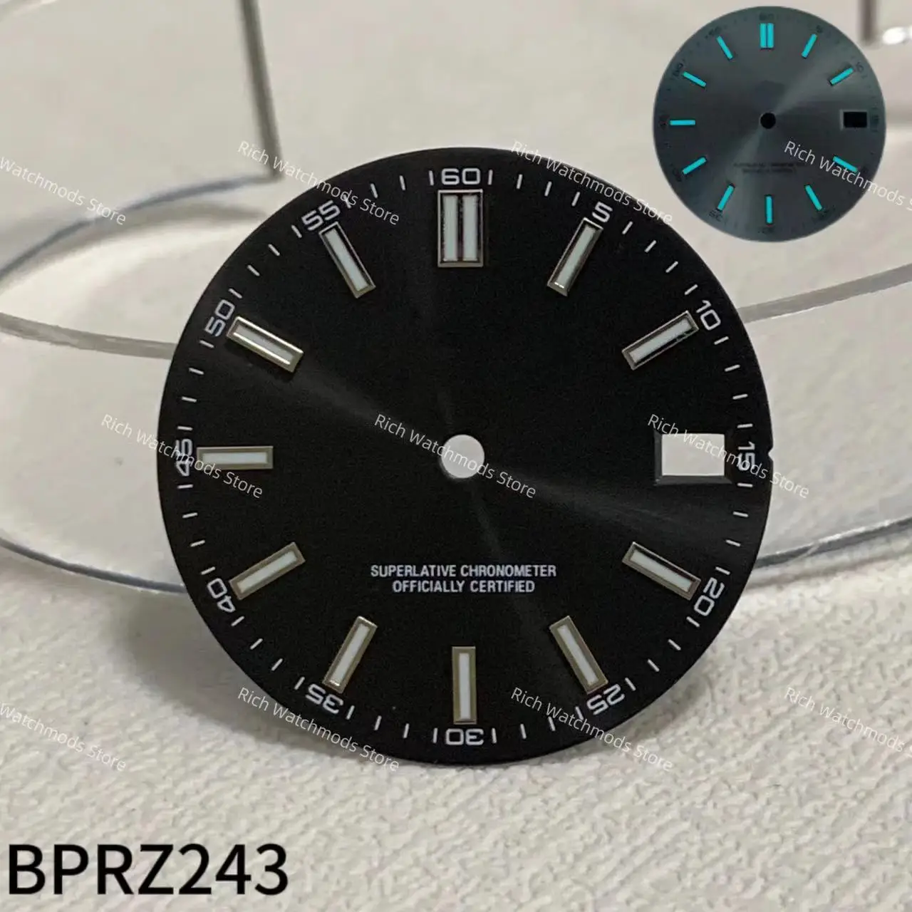 28.5mm dial single date window Dial suitable NH35 NH36 movement watch modification accessories Blue night light Sterile dia