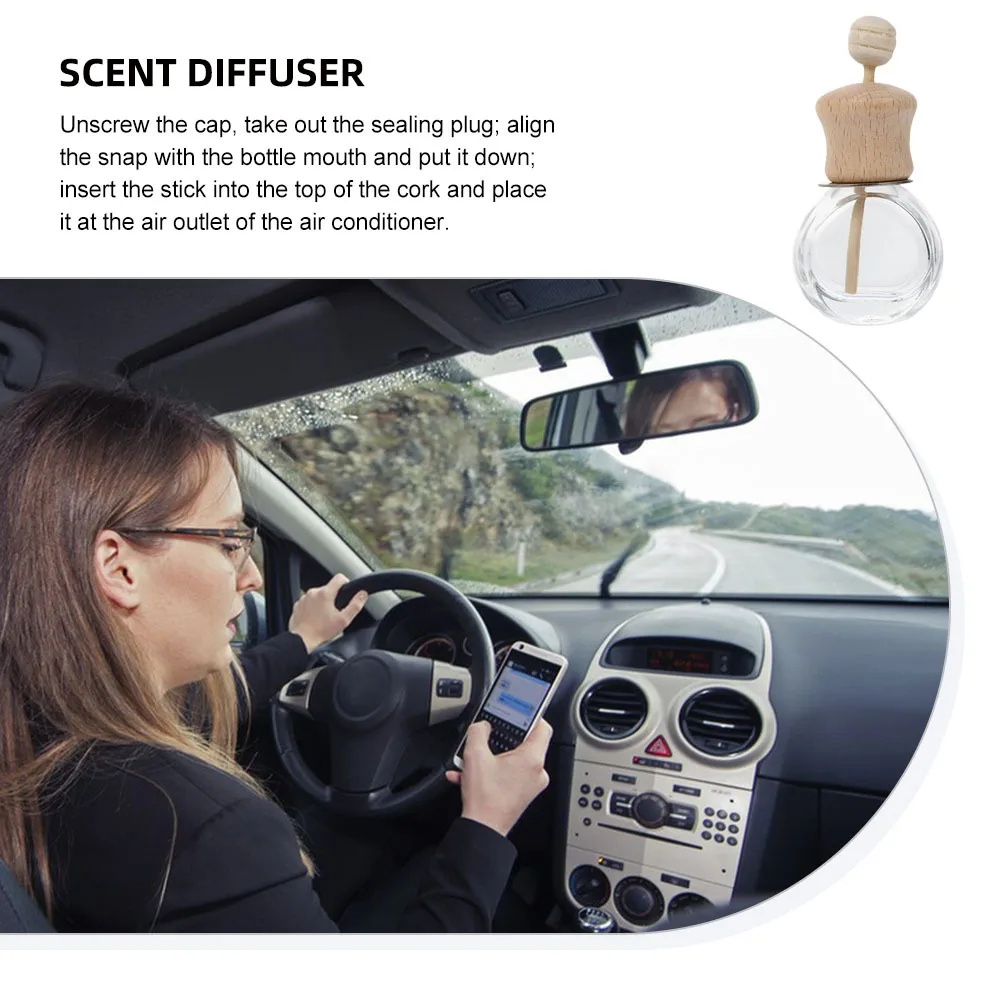 

6pcs Aromatherapy Bottles Car Fragrance Diffuser 10ml Wood Essential Oil Scent Air Freshener Reusable Perfume Household Aroma