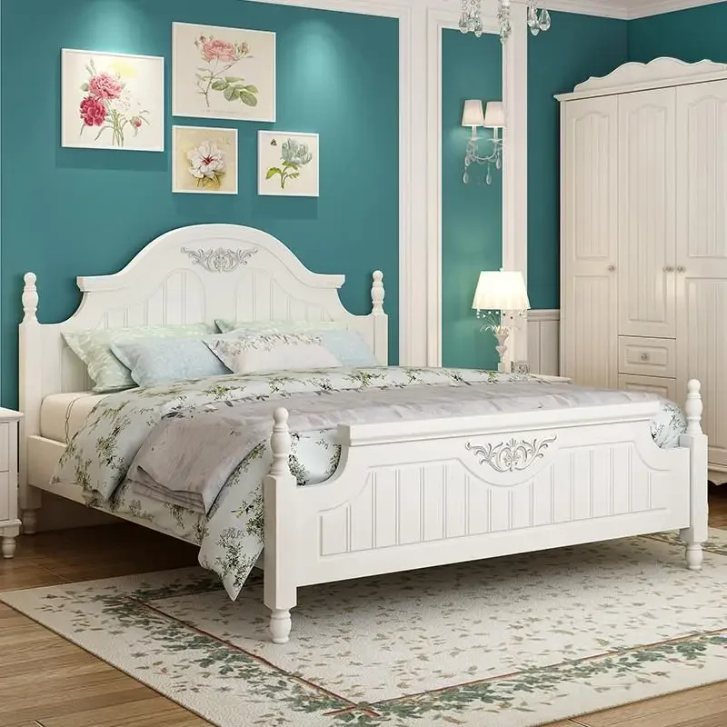 

European Design Bed Bedroom Salon Trendy King Size Queen Beauty Nordic Bed European Princess Sleeping Beliche Hotel Furniture