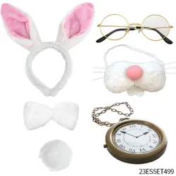 Easter Dress Up Accessories 4 Piece Plastic Pocket Watch Rabbit Nose Rabbit Ears Round Sunglasses