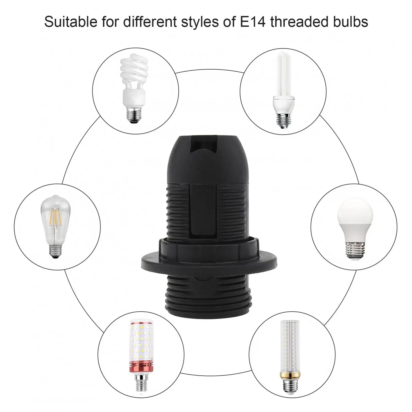 E14 Lamp Holder Edison Screw Lamp Holder Base Insulating Plastic Shell Light Bulb Socket E14 Pendant Socket