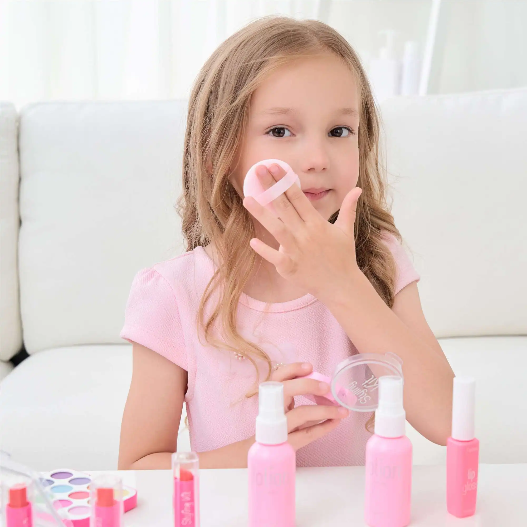 Kinder-Make-up-Spielset für Mädchen im Alter von 3–6 Jahren, Spielzeugset zur kosmetischen Simulation für Kinder, modisches Styling-Beauty-Set für Mädchen