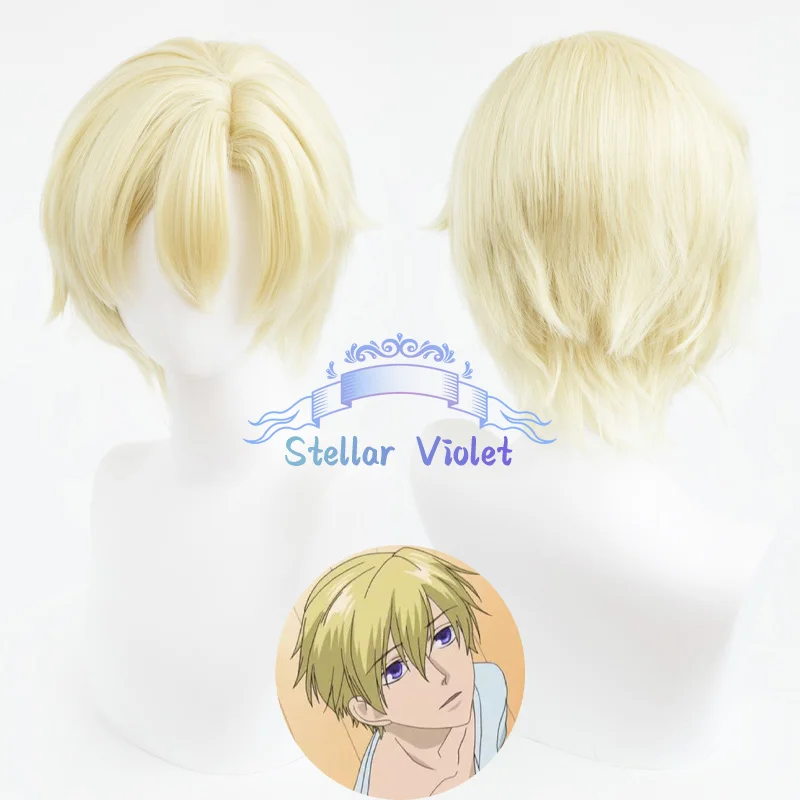 

Аниме Ouran High School Host Club Tamaki Suoh Косплей Парик Золото 30 см Термостойкие синтетические волосы Хэллоуин Аниме Парики + Кепка для парика