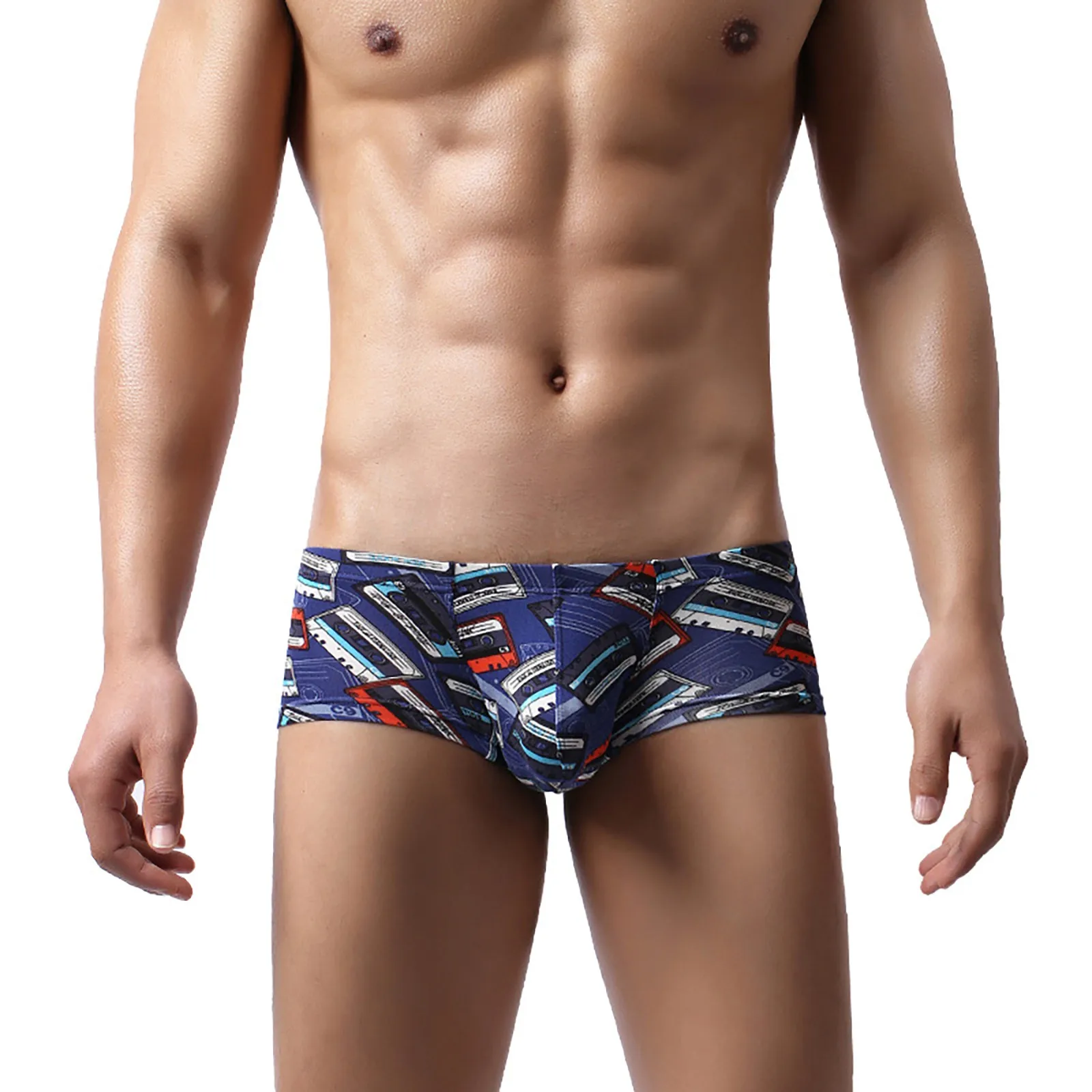 Sexy U-Shaped Underwea Classic Trend Cartoon Printed Low Waisted Elastic Small Boxer Briefs For Men Causal Beach Swim Bottom