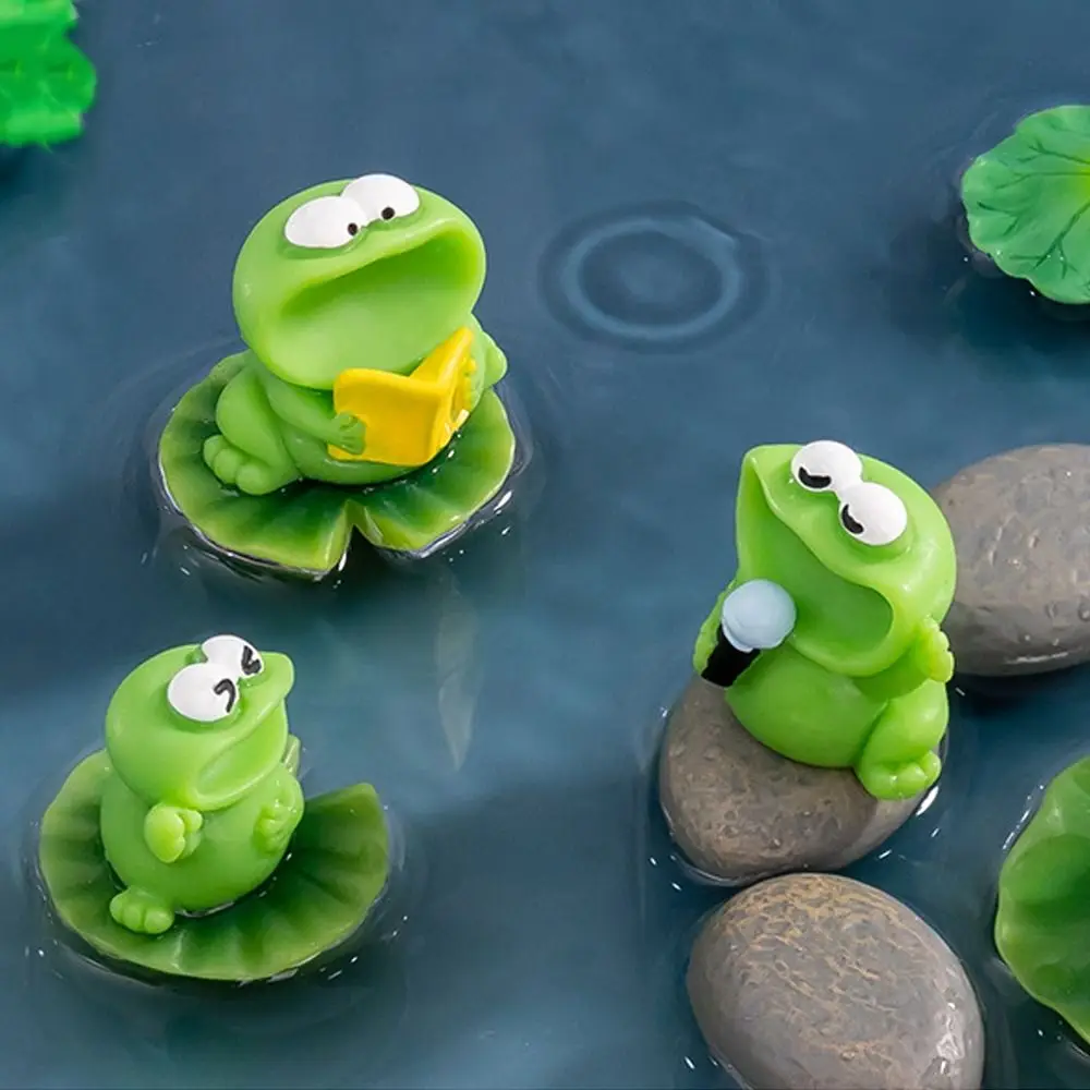 الكرتون كبير الفم جوقة الضفادع تمثال لطيف DIY بها بنفسك كبير الفم الضفادع تمثال الراتنج الحرف الضفادع الصغيرة حلية