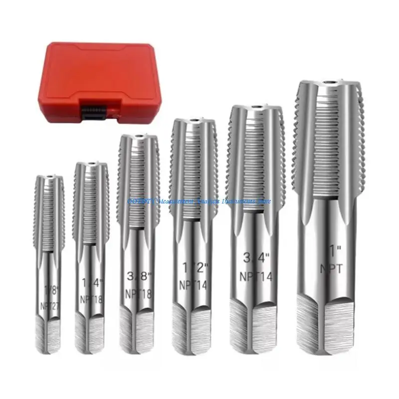 

367D Sturdy NPT Tap Set Carbon Steel 6Pieces with Storage for Engineering Use