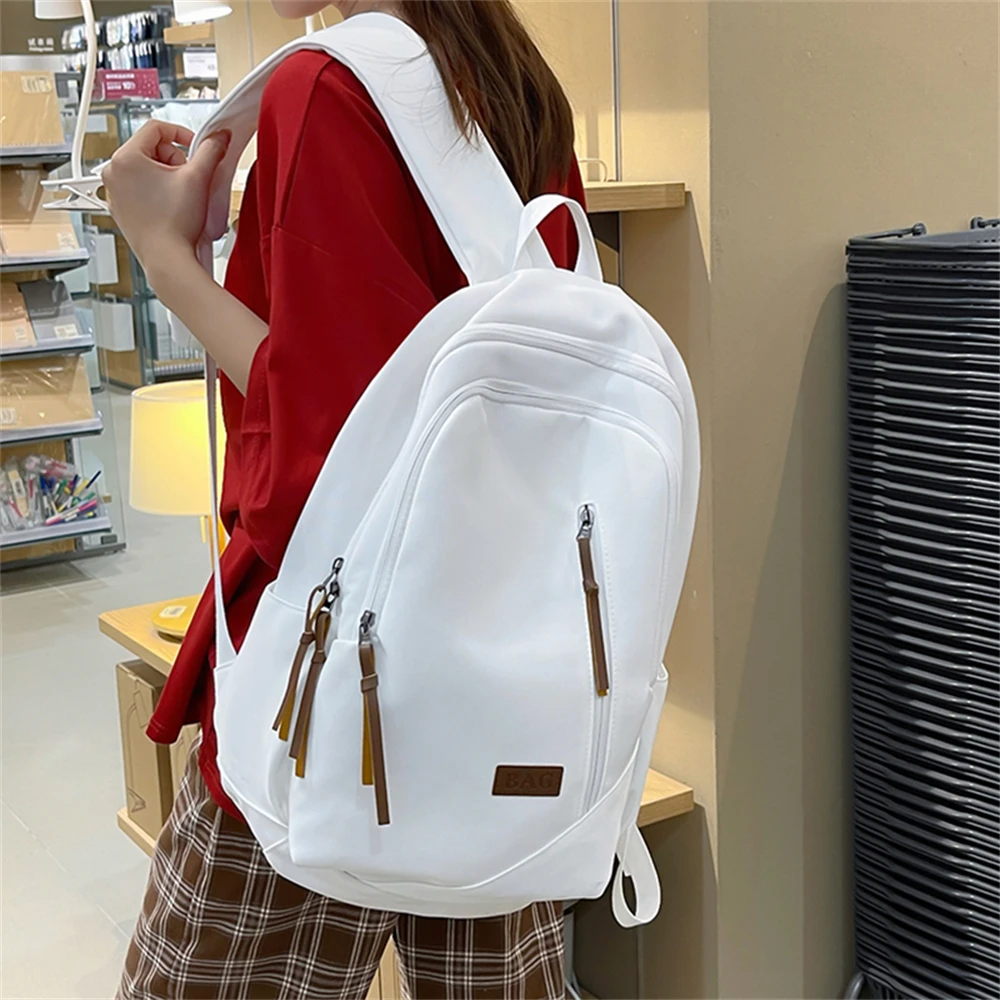 Solid Colour High-capacity Woman Backpack Schoolbag for Teenage Girls Boys Female Fashion Bag Student Lady Book Pack Bolso Mujer