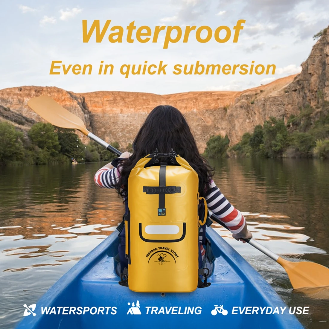 حقيبة Idrybag المقاومة للماء للنساء والرجال حقيبة ظهر جافة للرياضة والتجديف على الشاطئ والقوارب وحقيبة جافة وحقيبة ظهر مقاومة للماء
