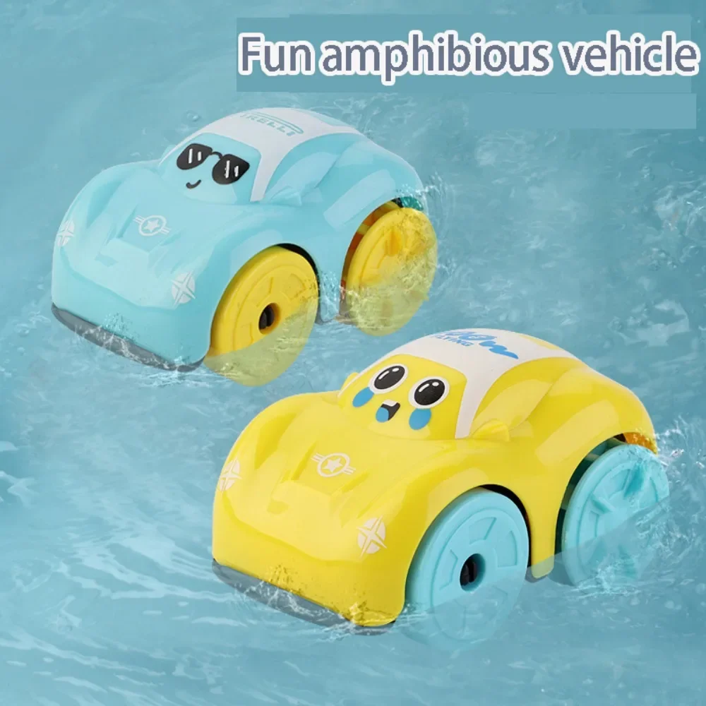 Children Bath Water Playing Toys ABS Clockwork Car Cartoon Vehicle Baby Bath Toy Kids Gift Amphibious Cars Bathroom Floating Toy
