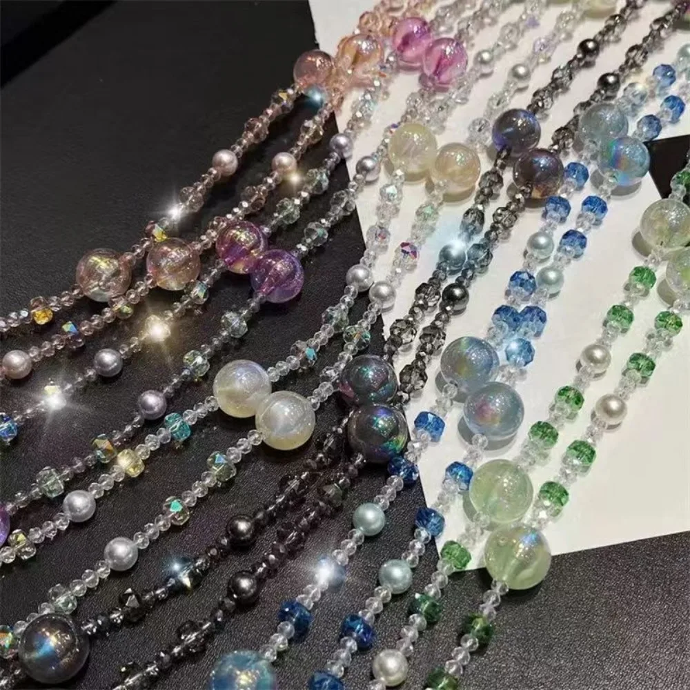 خرز ملون فاخر عالي الجودة، سلسلة هواتف محمولة لؤلؤية، طراز كروس طويل، يمكن تعليقها حول الرقبة خرز مصنوع يدويًا