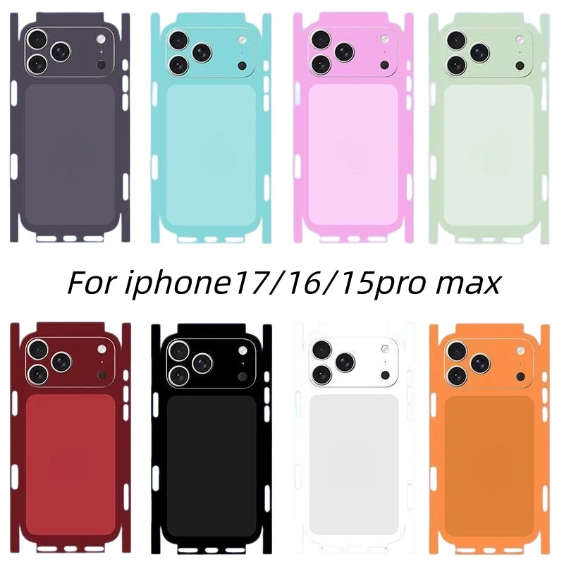 Image of Einfarbige Skin-Folie für iPhone 17 16 Pro Max Aufkleber 15 14 Plus Rückseitenfolie Schutzfolie Seitlicher Rahmen Rückseitenschutz