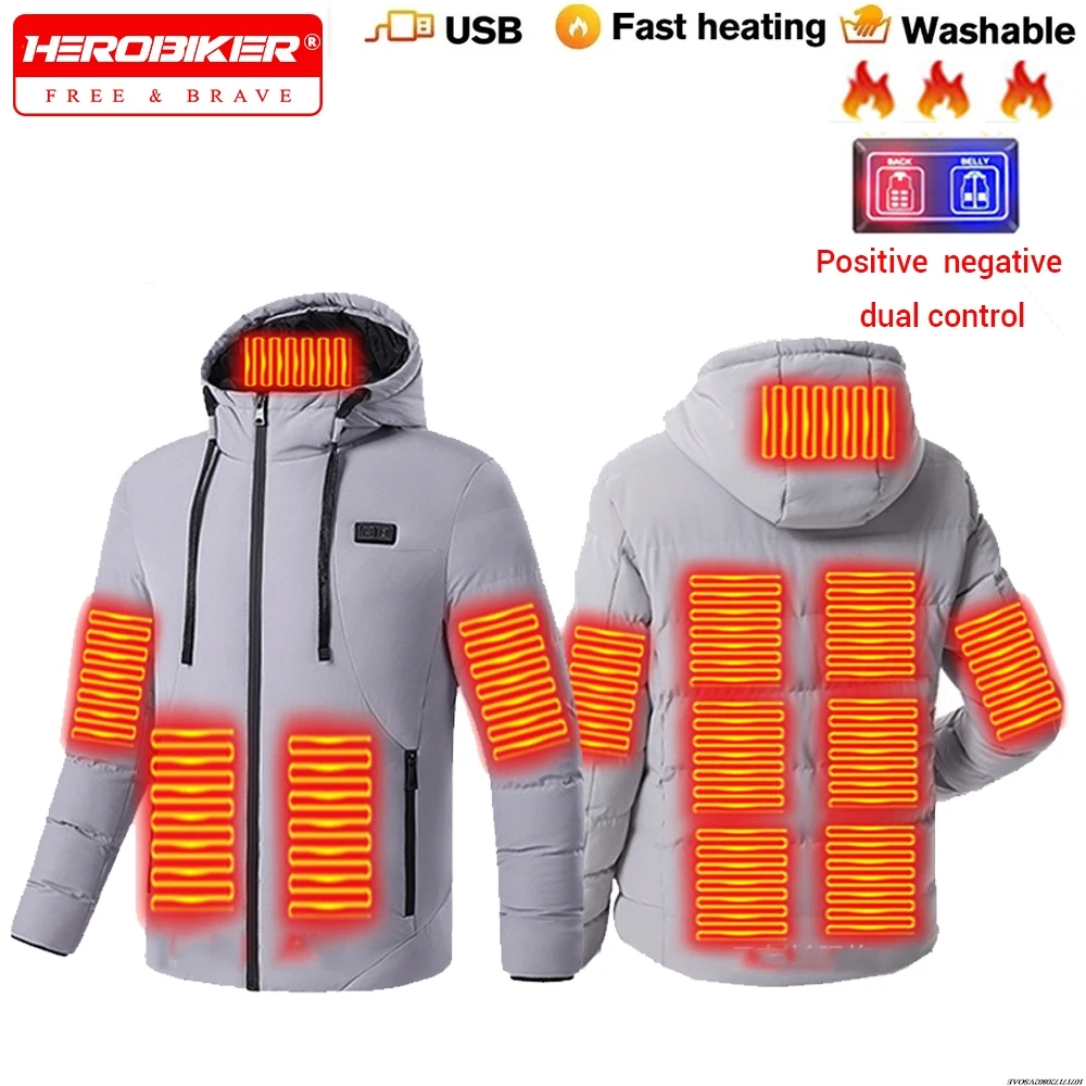 

Winter Heating Jacket 13 Areas Heated Jacket Winter Motorcycle Heated Jacket Waterproof USB Electric Heating Padded Thermal Coat