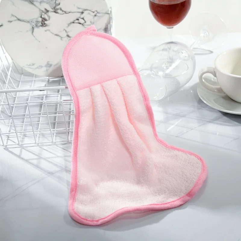 Household Kitchens and Bathrooms Use Absorbent Quick Drying Hand Towels Hangable Thickened Coral Velvet Towel Hand Towel