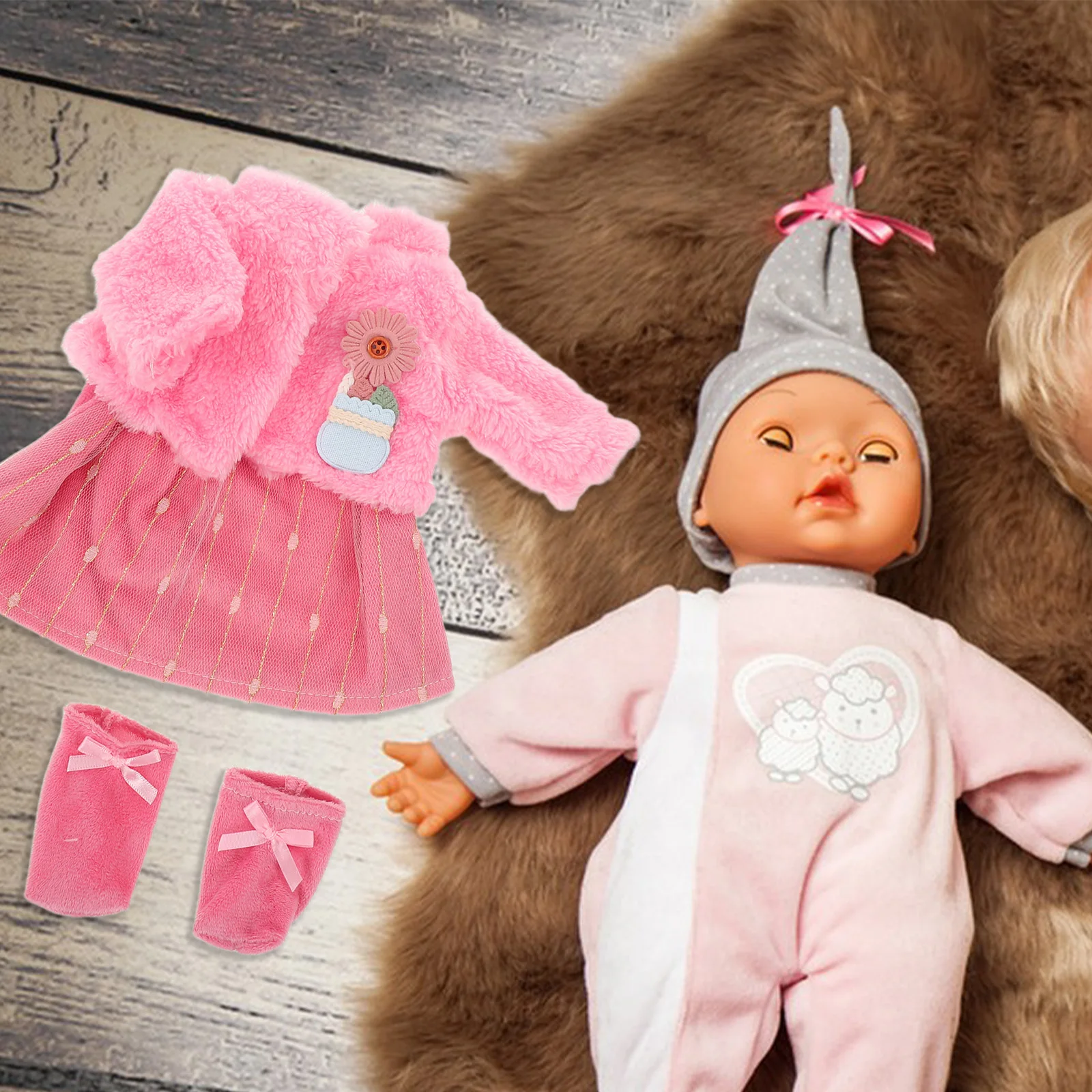 1 ensemble de vêtements de 18 pouces, jupe à paillettes rose, tenue de Ballet d'anniversaire pour petites filles, vêtements miniatures, Costume de princesse de danse