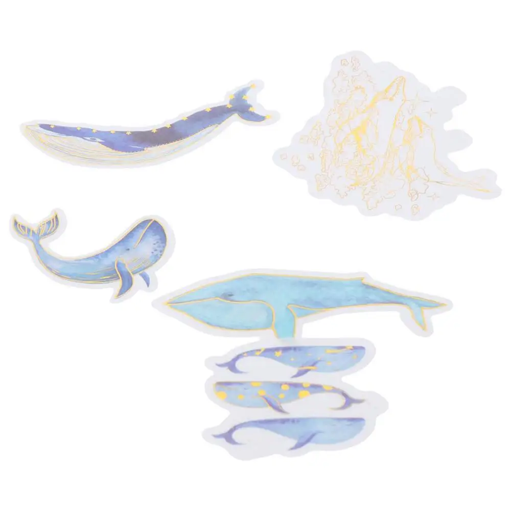 Decorative Stickers Blue Stickers White Washi Paper Sea Stickers Whale Stickers for DIY - view 3