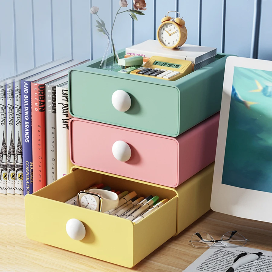 Desktop storage box Drawer type office desk stationery organizer box Dormitory living room porch storage debris shelf