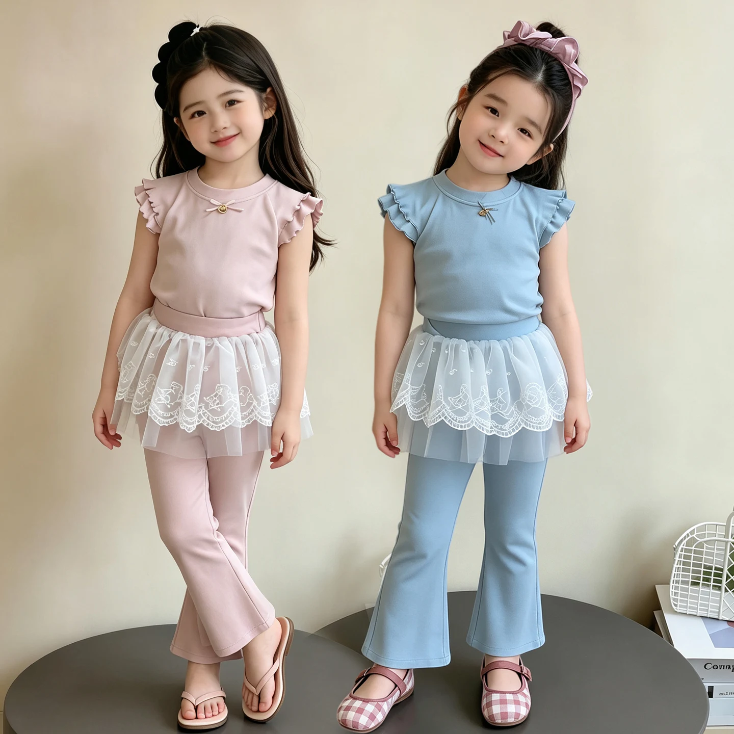 

Kids Set New Clothes Korean Style 2-Piece Set Sleeveless Top And Culottes Summer Daily Home Wear for Girls 2-8 Years Outfit Set