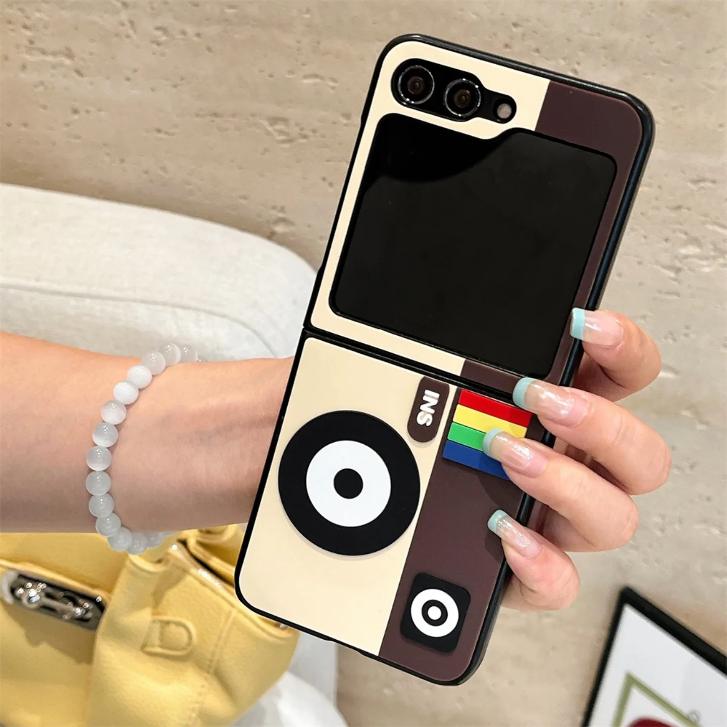 漫画カメラ付きSamsung Galaxy Z Flip Z Fold 7 6 5 4用保護バックカバー、ZFold7 ZFlip6 ZFlip7ケースシェル