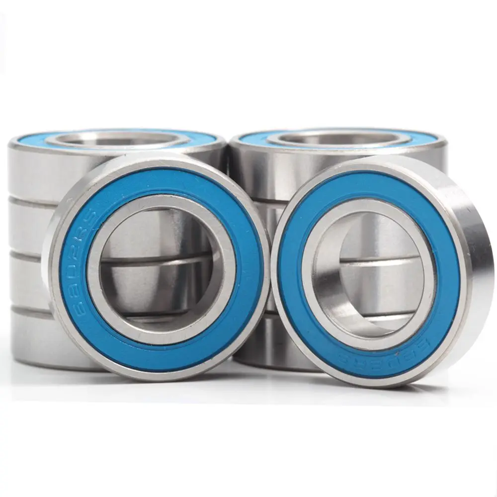 Rolamentos 6802 vrs max 15*24*5mm (4 peças) pivô de bicicleta aço cromado azul selado com graxa 6802lu carrinho rolamento de esferas completo