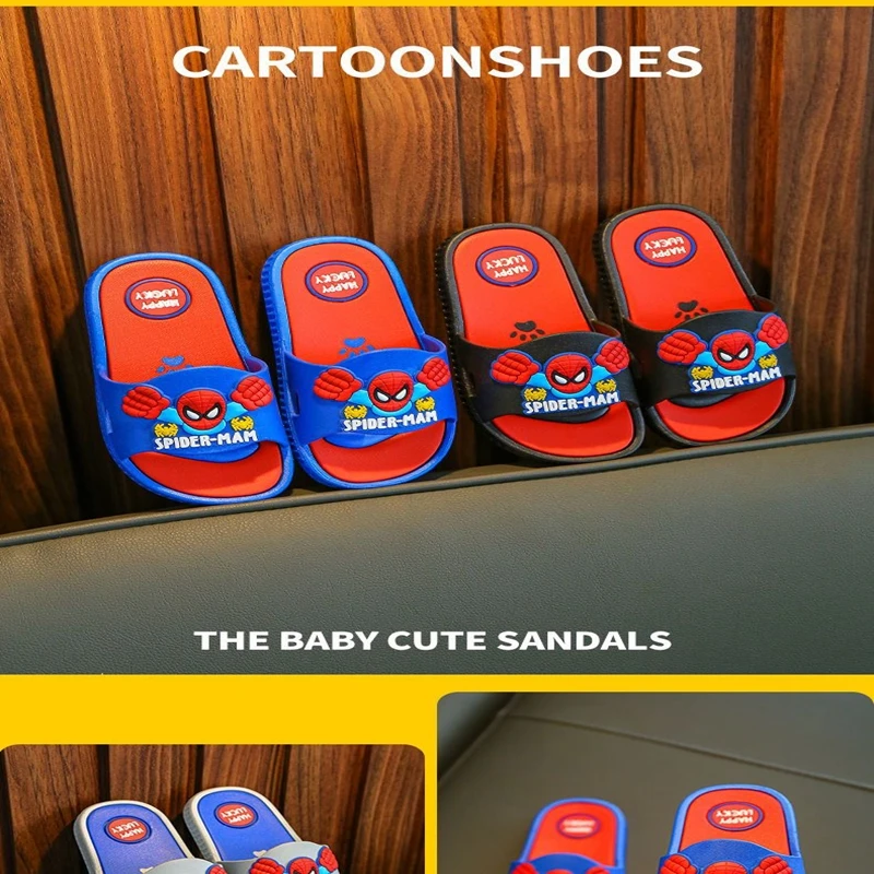 New Fashion Boys Kids Summer Shoes Girls Home Slippers Toddler Cartoon Spiderman Beach Bath Sandals Children Indoor Slippers