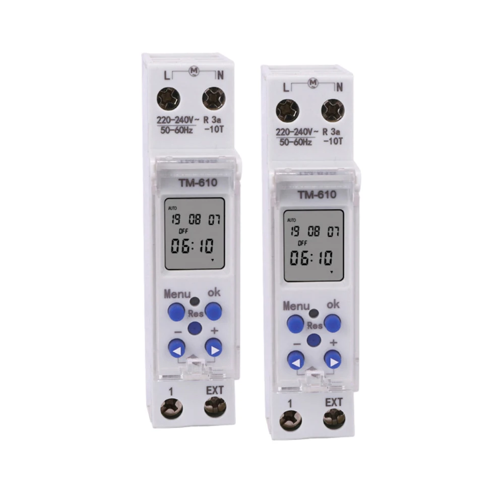 TM610 Programmable Timer 220V-240V 50/60Hz Output Separate Control 7 Days Weekly Programmable Timer Switch Din Rail Installation