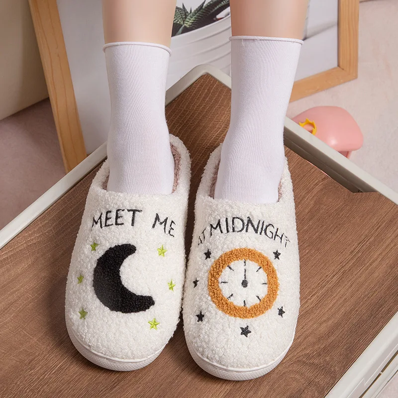 Fashion Thick Sole Home Indoor Men And Women Couples Winter Household Warm Fluffy Slippers Soft Plush Cotton Shoes Ladies